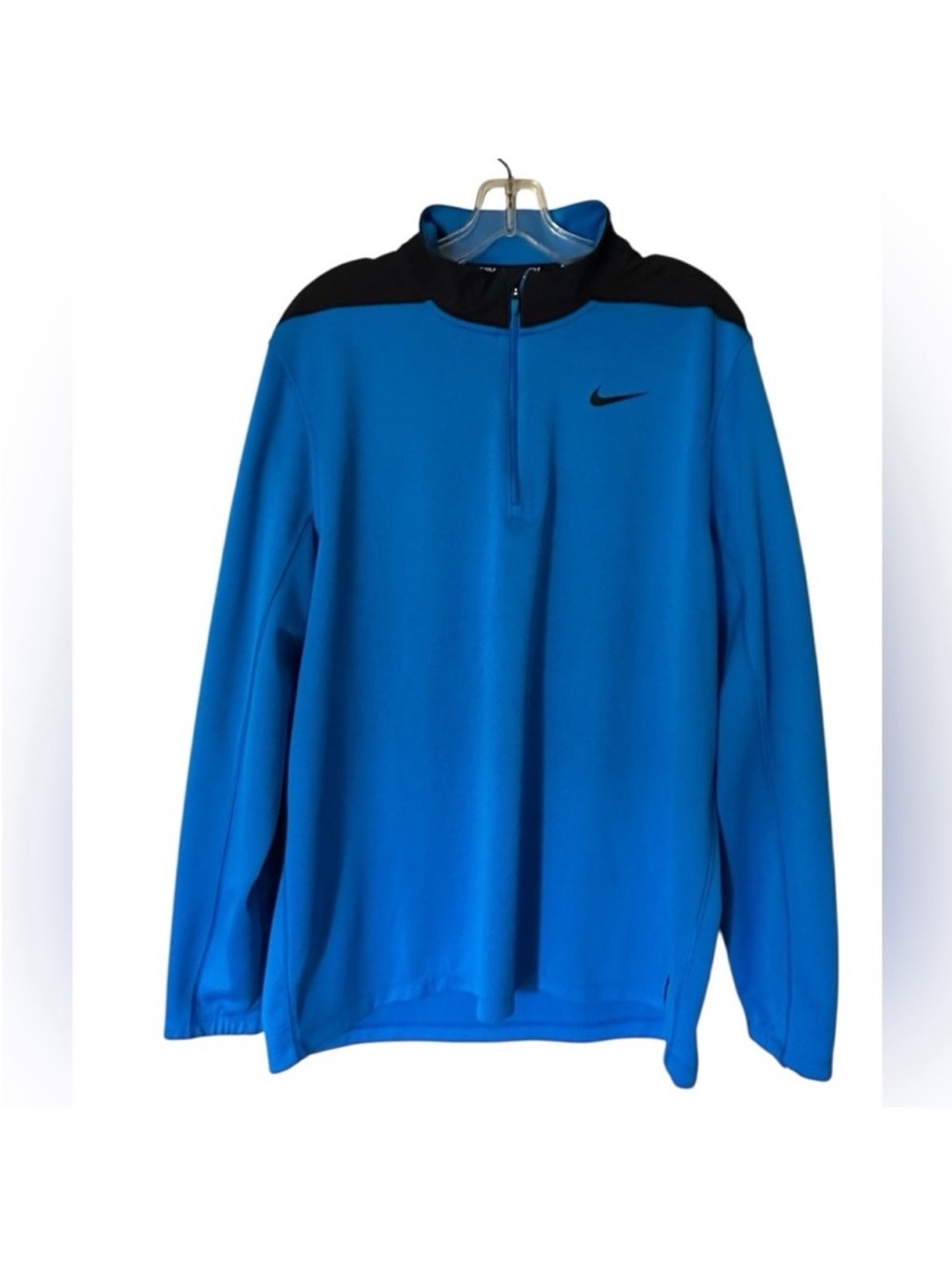 Nike Men’s Bright Blue Half-Zip Performance Pullover with Black Yoke Golf Shirt
